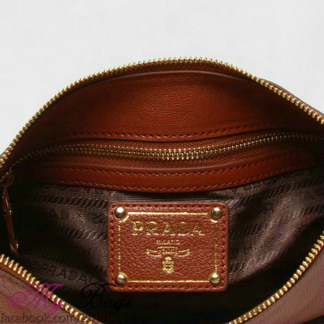 2014 Prada vitello daino leather shoulder bag BR4894 brown - Click Image to Close